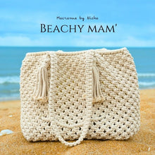 Load image into Gallery viewer, BEACHY MAM' -  MACRAME BAG - กระเป๋ามาคราเม่สีชมพู - กระเป๋าชายหาด - ทำมือ - On the beach