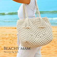 Load image into Gallery viewer, BEACHY MAM' -  MACRAME BAG - กระเป๋ามาคราเม่สีชมพู - กระเป๋าชายหาด - ทำมือ - Walking