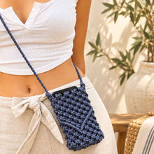 โหลดรูปภาพลงในเครื่องมือใช้ดูของ Gallery Blue Lady - กระเป๋ามาคราเม่สีฟ้าใบเล็ก สำหรับวันที่อยากเดินตัวเบา - Macrame by Nicha - Front