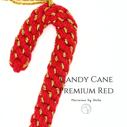 CANDY CANE PREMIUM - RED -  ลูกกวาดไม้เท้า - ของตกแต่งคริสต์มาส - Christmas Ornaments Thailand - Macrame by Nicha - Online shop - Zoom