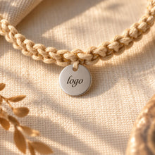 โหลดรูปภาพลงในเครื่องมือใช้ดูของ Gallery Custom Bracelet - Engraving Medallion - Made In Thailand - Macrame by Nicha = Your logo