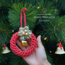 Load image into Gallery viewer, THE MINI CHRISTMAS WREATH - RIBBONS & HOLLY FLOWERS - CHRISTMAS DECORATIONS