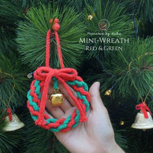 Load image into Gallery viewer, THE MINI CHRISTMAS WREATH - RIBBONS & HOLLY FLOWERS - CHRISTMAS DECORATIONS