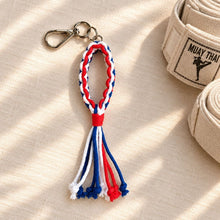 โหลดรูปภาพลงในเครื่องมือใช้ดูของ Gallery Muay Thai Mongkhon Thai Flag Keychains - พวงกุญแจมงคลมวยไทยสีธงชาติไทย - Full body - ของชำร่วยและของขวัญปีใหม่ - Corporate Gifts - Macrame by Nicha