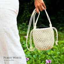 Load image into Gallery viewer, PURSY LADY - MACRAME BAG - กระเป๋ามาคราเม่สีขาว - กระเป๋าทำมือ - Macrame by Nicha Thailand - Handbag