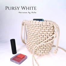 Load image into Gallery viewer, PURSY LADY - MACRAME BAG - กระเป๋ามาคราเม่สีขาว - กระเป๋าทำมือ - Macrame by Nicha Thailand - On shelf