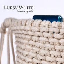 Load image into Gallery viewer, PURSY LADY - MACRAME BAG - กระเป๋ามาคราเม่สีขาว - กระเป๋าทำมือ - Macrame by Nicha Thailand - Zoom In
