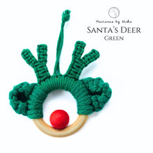 Load image into Gallery viewer, Santa_s_Deer_Green-_Christmas_Ornaments_made_in_Thailand_-_Akha_women_in_Chiang_Rai_-_Macrame_by_Nicha