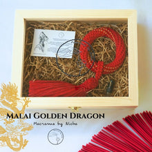 Load image into Gallery viewer, 5 - Malai Golden Dragon - พวงมาลัยมังกรทอง - ตรุษจีน 2024 -  Chinese New Year 2024 - Macrame by Nicha - Wooden Box New
