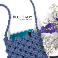 Load image into Gallery viewer, BLUE LADY - MACRAME BAG - กระเป๋ามาคราเม่สีฟ้า - กระเป๋าทำมือ - On shelf
