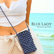 Load image into Gallery viewer, BLUE LADY - MACRAME BAG - กระเป๋ามาคราเม่สีฟ้า - กระเป๋าทำมือ - on the beach
