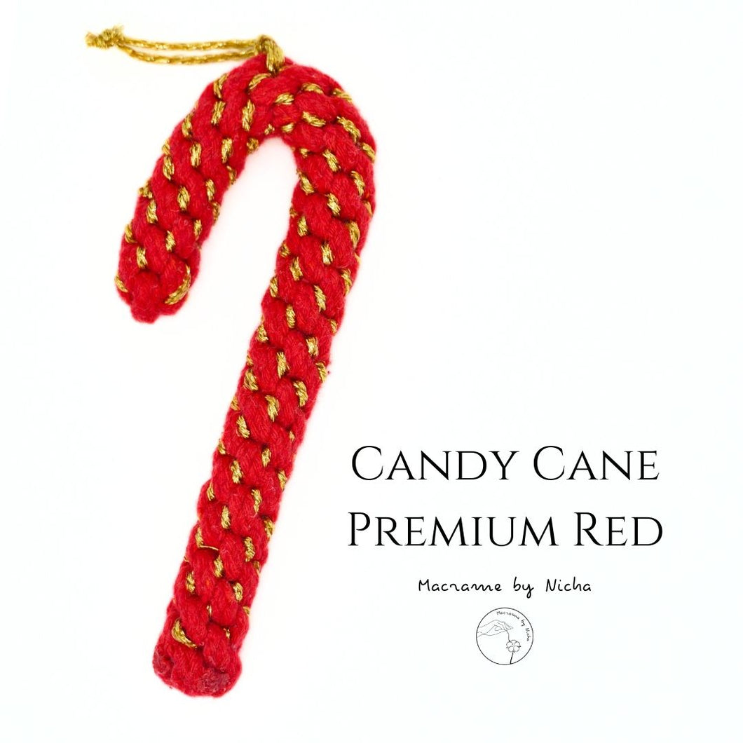 CANDY CANE PREMIUM - RED -  ลูกกวาดไม้เท้า - ของตกแต่งคริสต์มาส - Christmas Ornaments Thailand - Macrame by Nicha - Online shop -