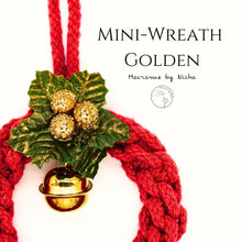 โหลดรูปภาพลงในเครื่องมือใช้ดูของ Gallery พวงหรีดคริสต์มาส ทอง - แดง  Christmas Wreath Golden - ของตกแต่งคริสต์มาส - Christmas Ornaments - Macrame by Nicha - Zoom
