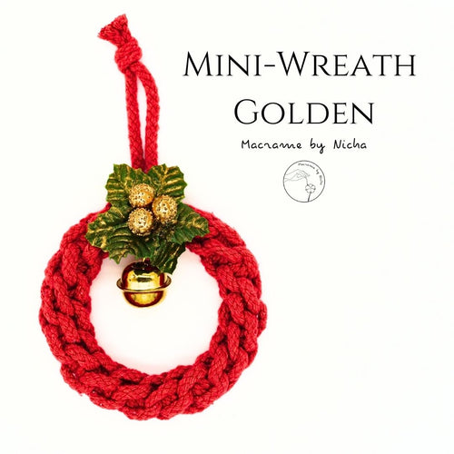 พวงหรีดคริสต์มาส ทอง - แดง  Christmas Wreath Golden - ของตกแต่งคริสต์มาส - Christmas Ornaments - Macrame by Nicha 