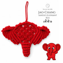 Load image into Gallery viewer, Christmas Elephant Red - Christmas ornaments Thailand - - Macrame by Nicha
