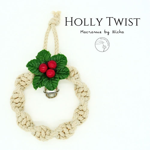 พวงหรีดคริสต์มาส เงิน - Holly Twist - Christmas Wreath Golden - ของตกแต่งคริสต์มาส - Christmas Ornaments - Macrame by Nicha