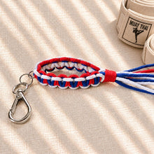โหลดรูปภาพลงในเครื่องมือใช้ดูของ Gallery Muay Thai Mongkhon Thai Flag Keychains - พวงกุญแจมงคลมวยไทยสีธงชาติไทย - Close up - ของชำร่วยและของขวัญปีใหม่ - Corporate Gifts - Macrame by Nicha
