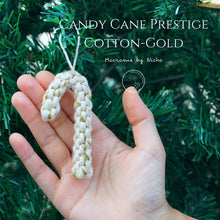 Load image into Gallery viewer, On tree - CANDY CANE PRESTIGE COTTON-GOLD -  ลูกกวาดไม้เท้า - ของตกแต่งคริสต์มาส- Christmas Ornaments Thailand - Macrame by Nicha - Online shop
