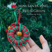 Load image into Gallery viewer, On tree - MINI SANTA&#39;S RING RED&amp;GREEN- พวงหรีดคริสต์มาสเล็ก - ของตกแต่งคริสต์มาส - Christmas Ornaments Thailand - Macrame by Nicha - Online shop
