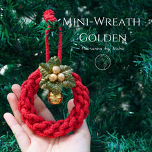 Load image into Gallery viewer, On tree - พวงหรีดคริสต์มาส ทอง - แดง  Christmas Wreath Golden - ของตกแต่งคริสต์มาส - Christmas Ornaments - Macrame by Nicha -
