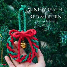 Load image into Gallery viewer, On tree - พวงหรีดคริสต์มาส เขียว - แดง  Christmas Wreath Golden - ของตกแต่งคริสต์มาส - Christmas Ornaments - Macrame by Nicha
