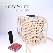 โหลดรูปภาพลงในเครื่องมือใช้ดูของ Gallery PURSY LADY - MACRAME BAG - กระเป๋ามาคราเม่สีขาว - กระเป๋าทำมือ - Macrame by Nicha Thailand - On shelf
