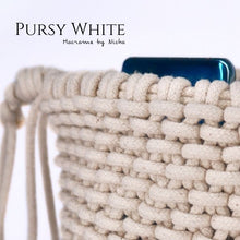 Load image into Gallery viewer, PURSY LADY - MACRAME BAG - กระเป๋ามาคราเม่สีขาว - กระเป๋าทำมือ - Macrame by Nicha Thailand - Zoom In
