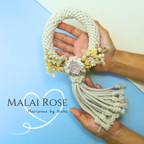 Macrame by Nicha - Phuang Malai Thailand - MALAI ROSE QUARTZ – พวงมาลัยหินโรสควอตซ์ - พวงมาลัยวันแม่ - ของขวัญ