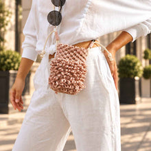 โหลดรูปภาพลงในเครื่องมือใช้ดูของ Gallery Pink Lady Bag - กระเป๋ามาคราเม่สีชมพูใบเล็ก ที่พาไปได้ทุกที่ - Macrame by Nicha - Side
