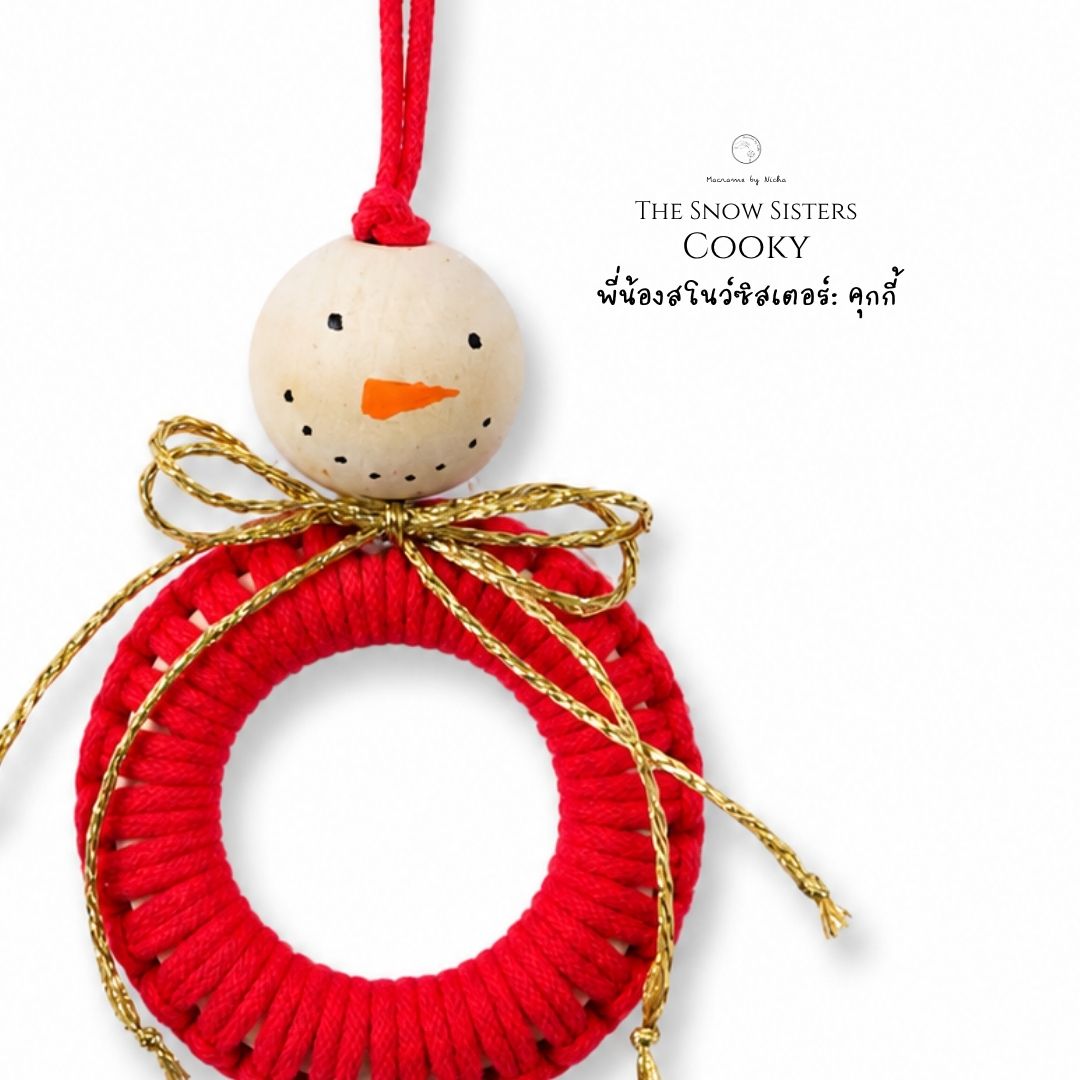 The Snow Sisters, cotton snowman triplets, Christmas ornaments by Macrame by Nicha