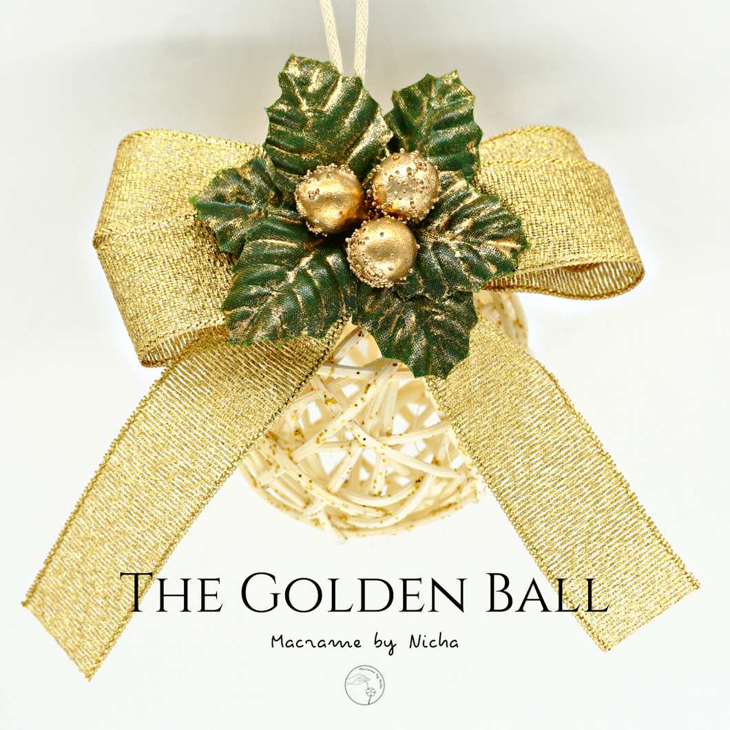 THE GOLDGEN CHRISTMAS BALL - ลูกบอลคริสต์มาสสีเงิน - ของตกแต่งคริสต์มาส - Christmas Baubles - Macrame by Nicha2