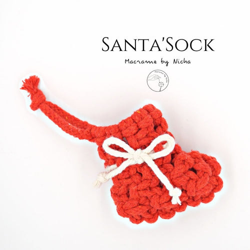 Santa'Sock - ถุงเท้าคริสต์มาส - Christmas stocks- ของตกแต่งคริสต์มาส - Macrame by Nicha - Christmas decoration