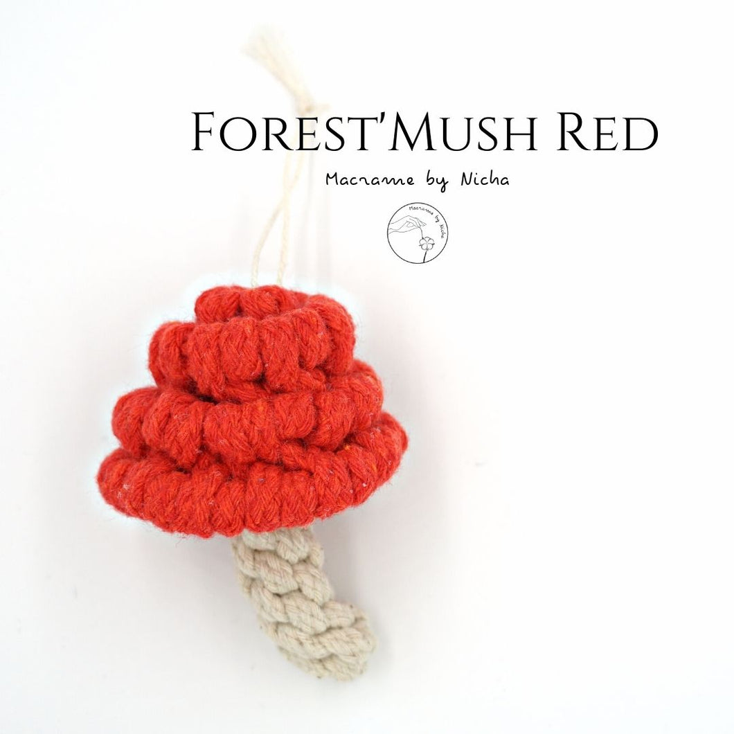 Forest'Mush - เห็ดป่า - ของตกแต่งคริสต์มาส - Macrame by Nicha - Christmas decoration RED2